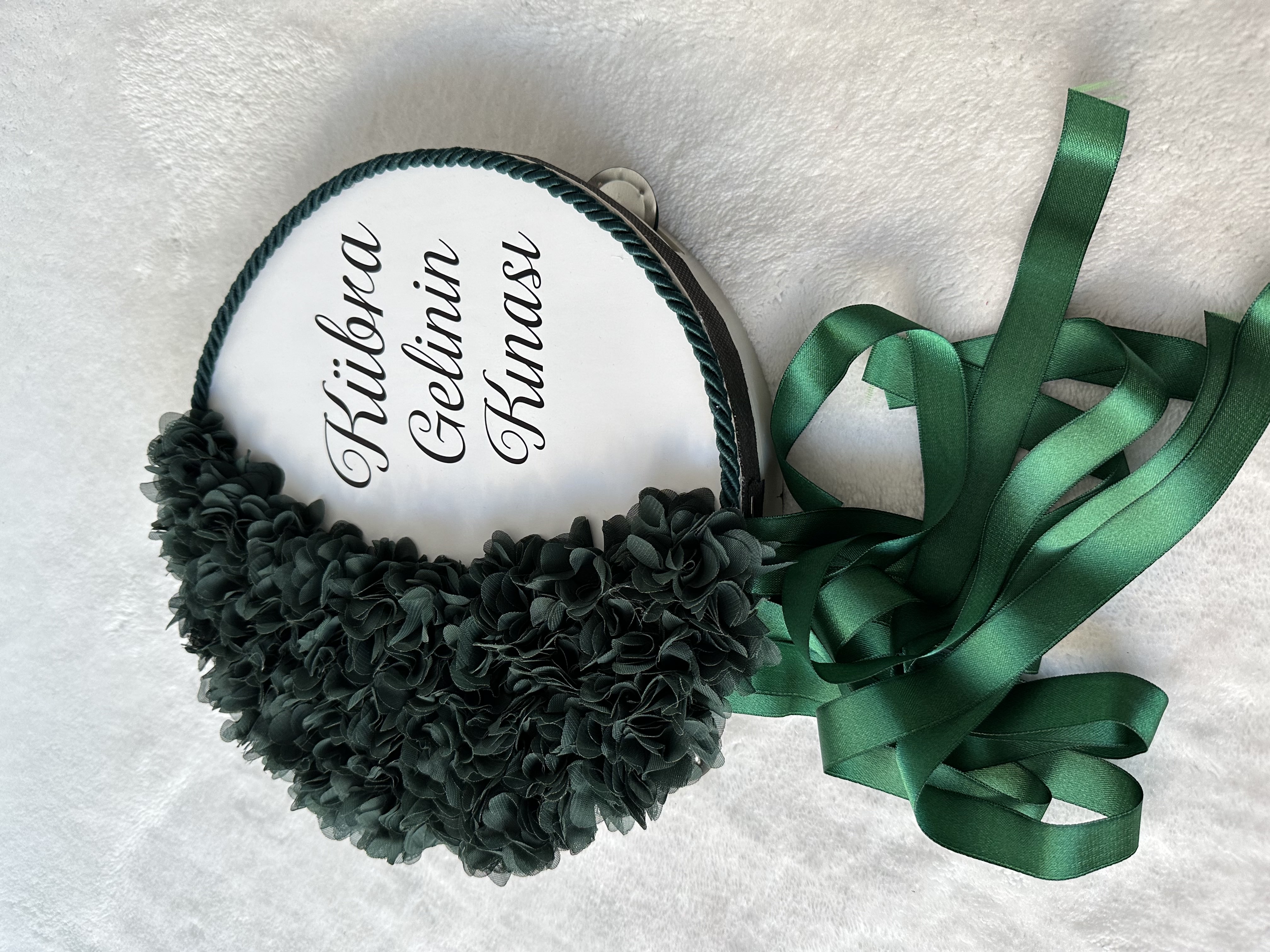 Traditional Green Henna Tambourine with "Bride" Writing - tamborine