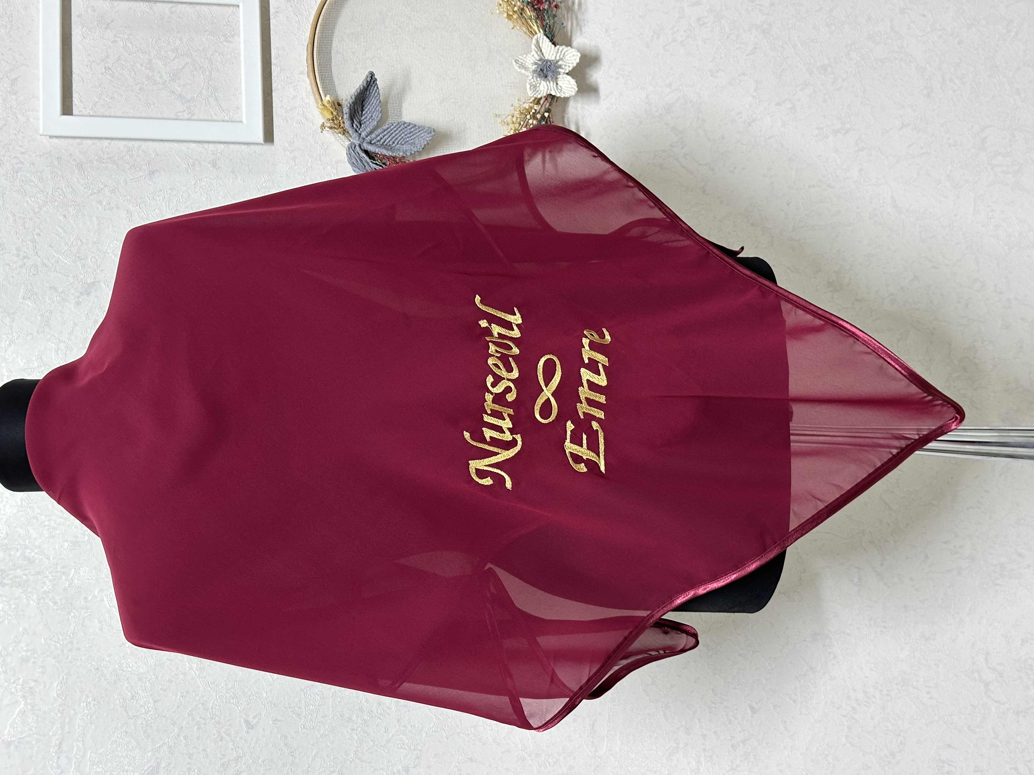 Geleneksel Kırmızı Damat Omuz Örtüsü / Kına Gecesi Atkısı - veil