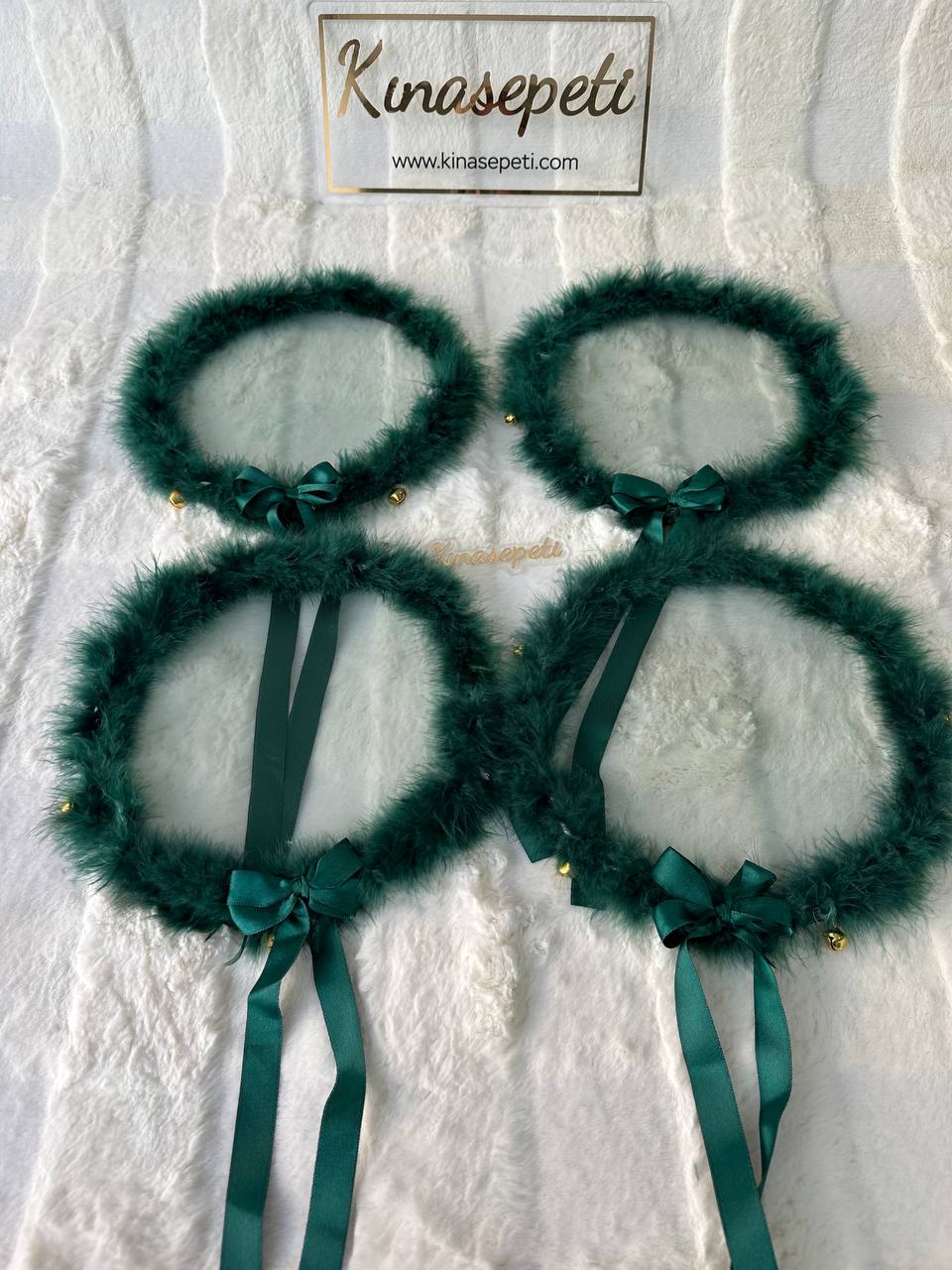 Ornate Green Bridesmaid Tambourine with Tulle - tamborine